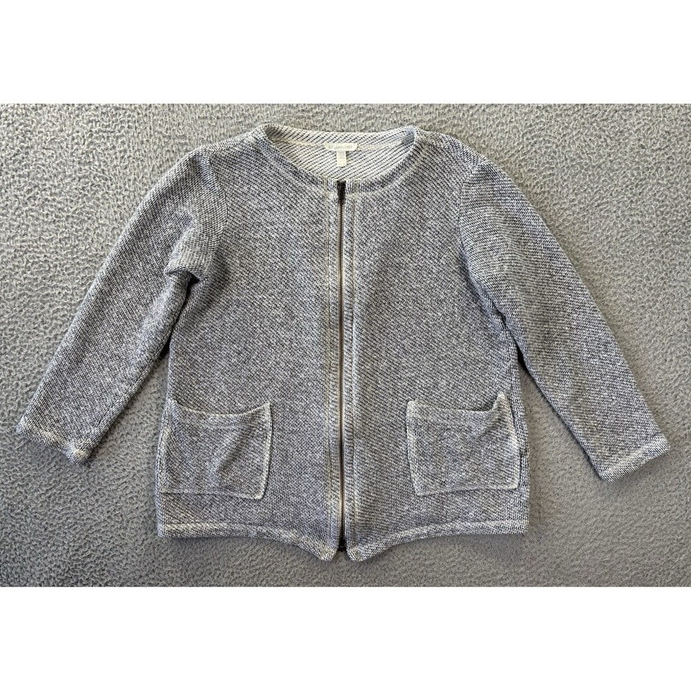 Eileen Fisher Terry‎ Jacket Womens XS Full Zip Pockets Organic Cotton Minimalist